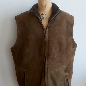 Warm Genuine Shearling Vest - Men's Rafel Shearling Size XL  Brown (USA)